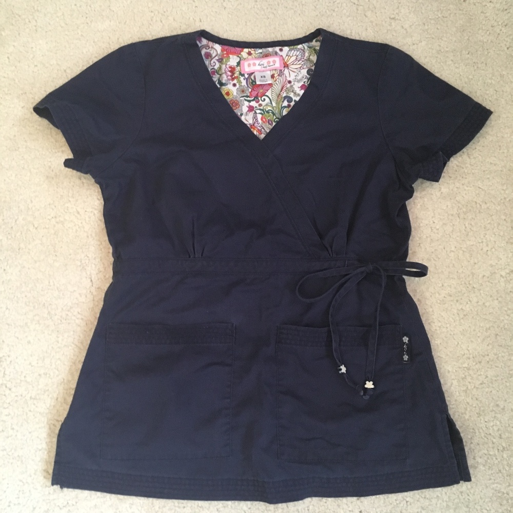 Koi Scrub Top XS Navy